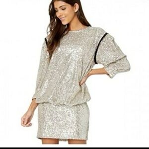 NWOT 7 for All Mankind Silver Sequin Cocktail Dress. Size X-Large